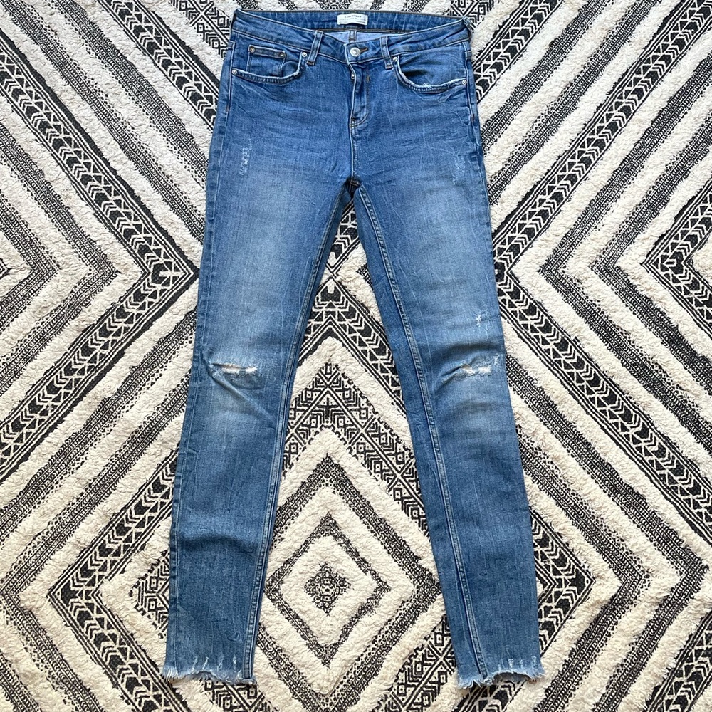 Zara Woman Premium Denim Distressed Jeans - 4